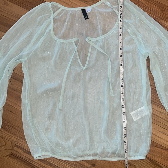 Vintage H&M Mint Shimmery Sheer Blouse Size 6/M - Picture 5 of 7